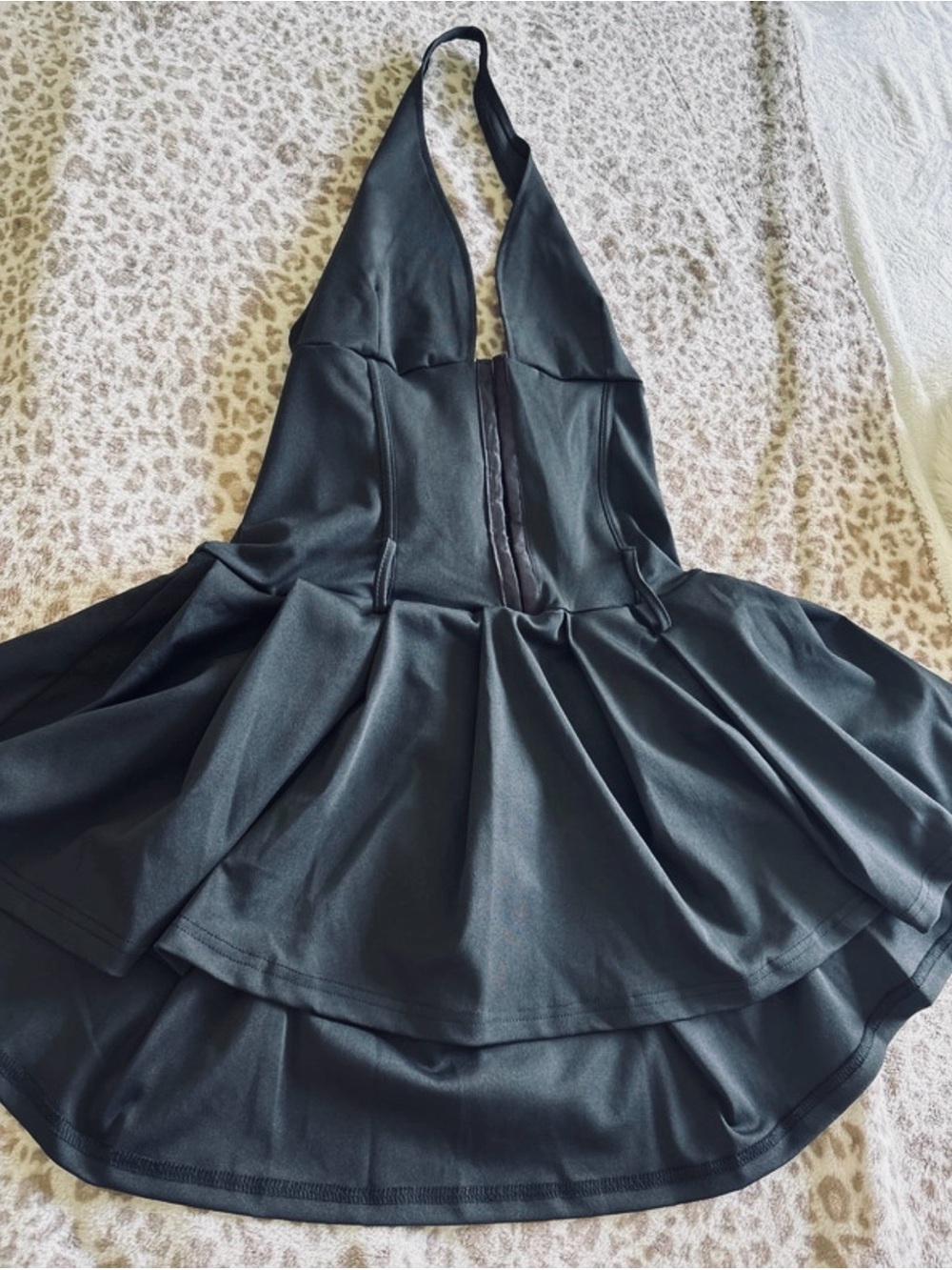SHEIN Black Halter Dress with Skater Silhouette